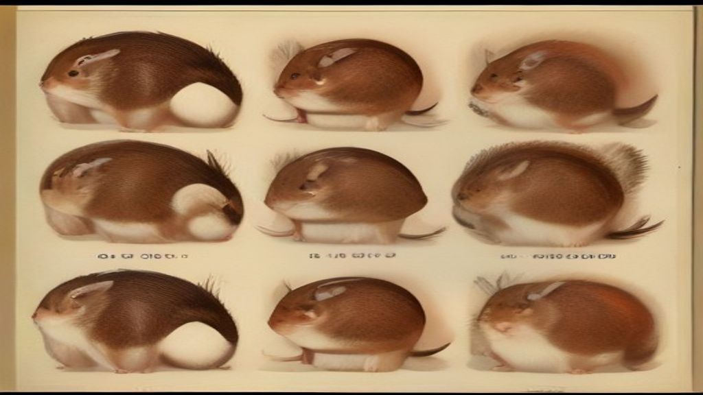 A detailed zoological illustration comparing the anatomical structure, body length, and tail morphology of a large Syrian squirrel variant versus a tiny dwarf squirrel species.