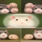 A close-up comparison shot showing a large, single Syrian hamster next to a smaller, rounder dwarf hamster, demonstrating the significant scale difference between the two species