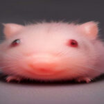 A macro photograph of a newborn hedgehog hoglet, showing its pink, translucent skin and the protective fluid-filled layer that covers its undeveloped white spines immediately after birth.