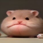 A macro photograph showing a healthy adult dwarf hamster next to a pregnant Syrian hamster to highlight size and physical reproductive maturity differences, set against a neutral background.