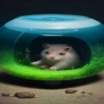 A plastic running wheel inside a hedgehog habitat showing typical nighttime waste accumulation, clean modern enclosure setup
