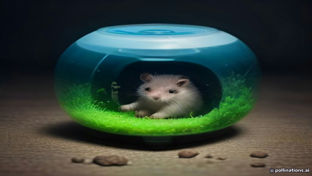 A plastic running wheel inside a hedgehog habitat showing typical nighttime waste accumulation, clean modern enclosure setup