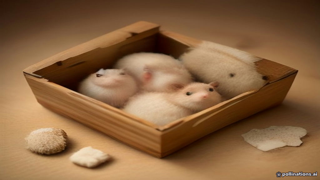 A pregnant African Pygmy hedgehog inside a cozy wooden nesting box surrounded by fresh paper bedding.