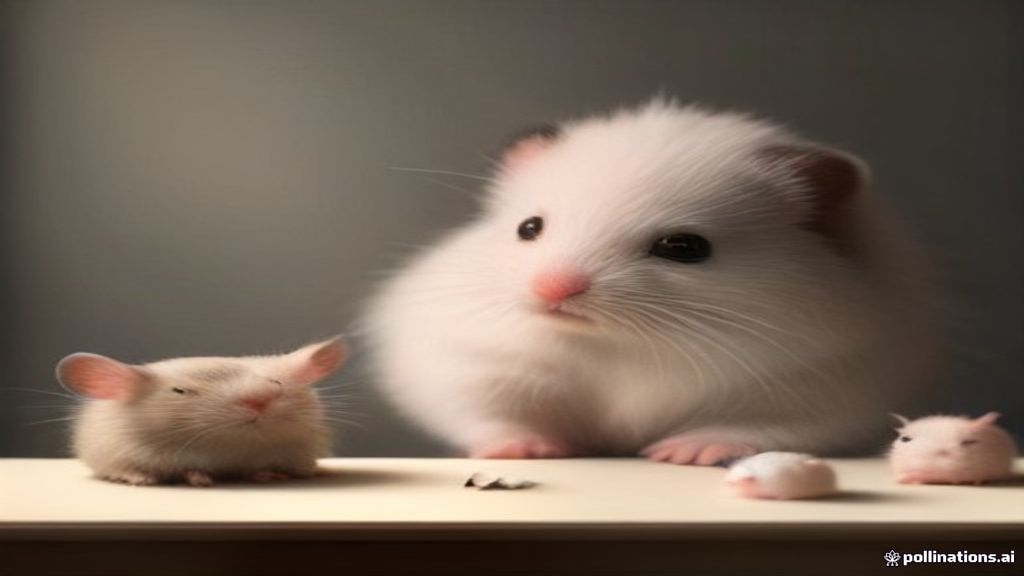 A veterinarian carefully examining a small winter white dwarf hamster on a soft examination table under warm lighting, demonstrating a routine health check.